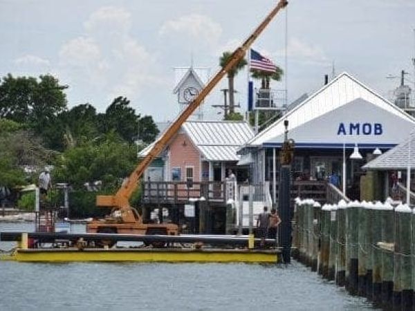 Floating dock installation begins