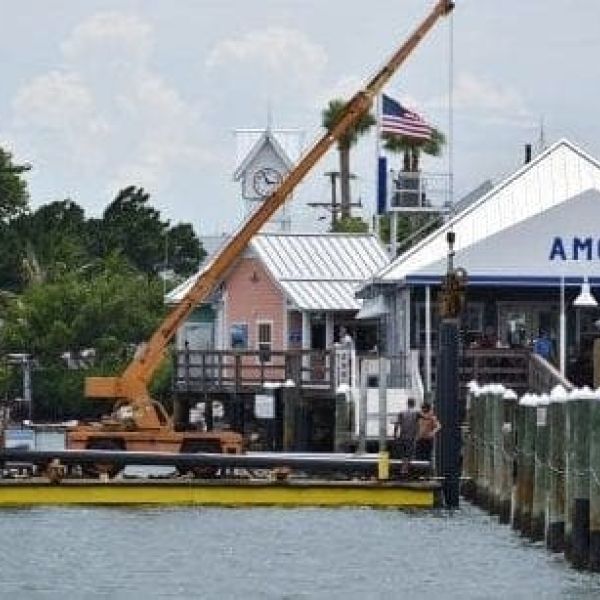 Floating dock installation begins