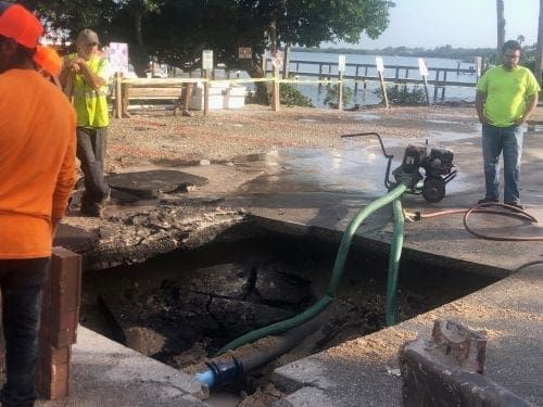 Water line broken during undergrounding work