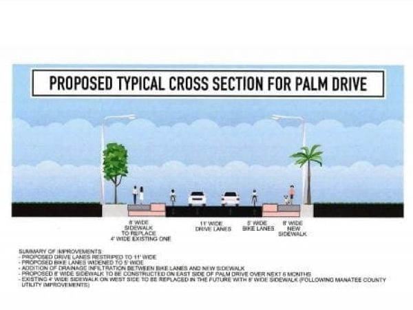Holmes Beach multi use path palm