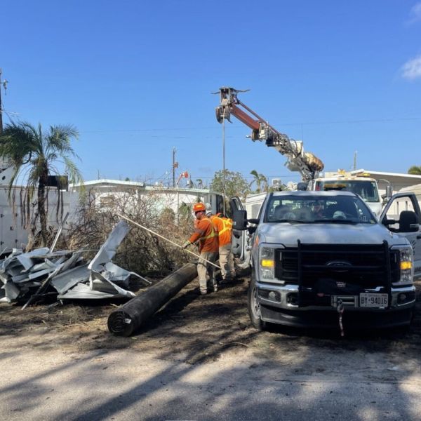 Canadian power crews work to restore electrical infrastructure in Sunny Shores