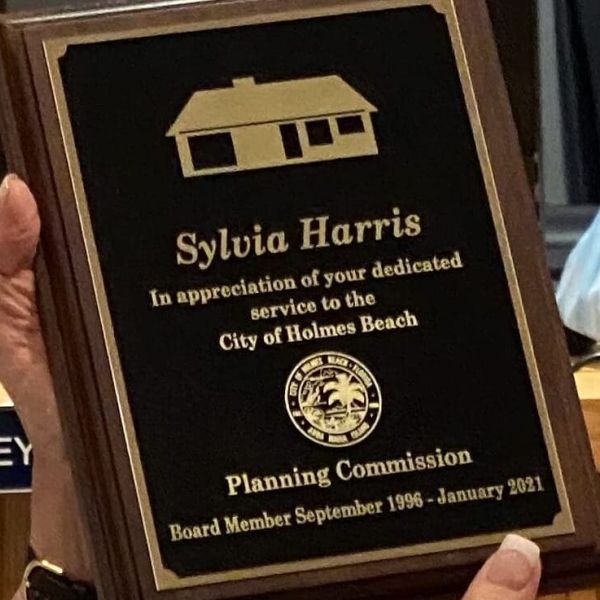 Former Holmes Beach Planning Commissioner Sylvia Harris Honored