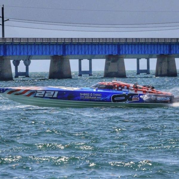 Racing boat visiting Drift In
