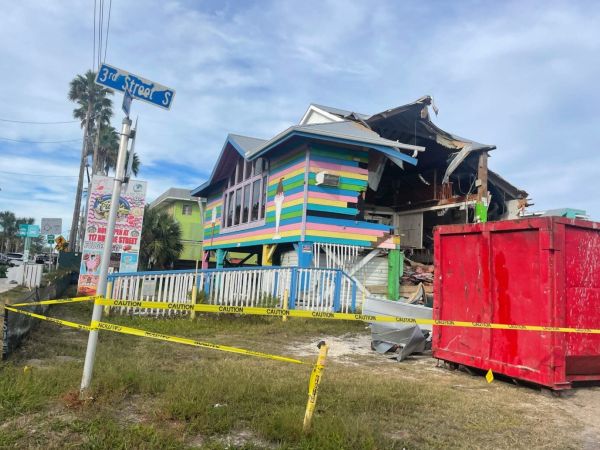 Demolition in progress at proposed hotel site