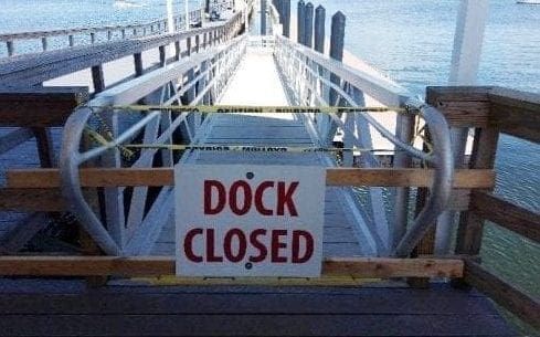 Floating dock temporarily closed