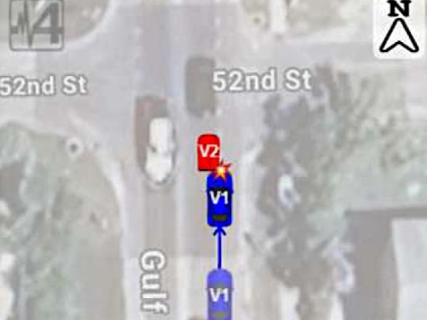 Pickup truck collides with low-speed vehicle