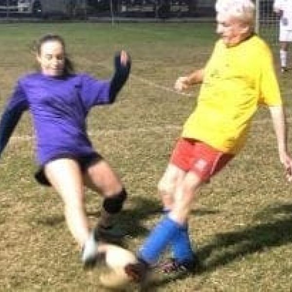 Center of Anna Maria Island adult soccer kick