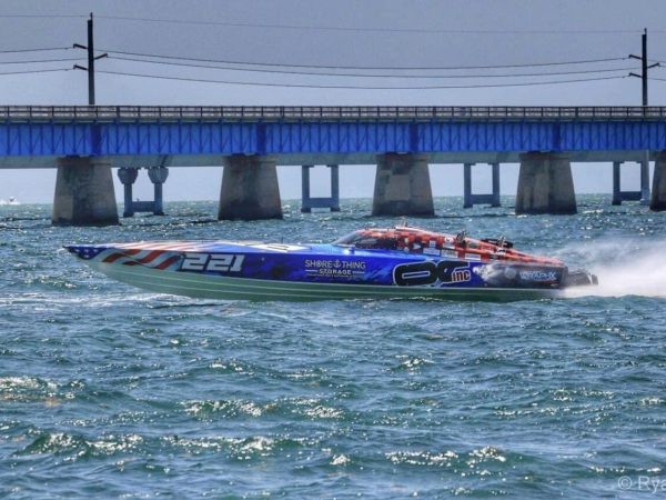 Racing boat visiting Drift In