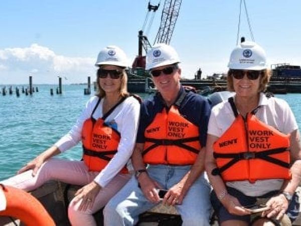 County commissioners tour pier construction site