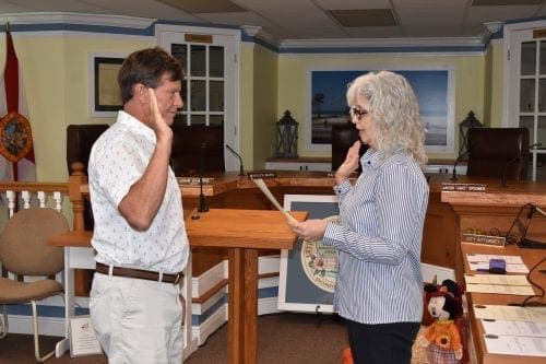 Bradenton beach swearing in Cole
