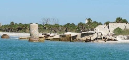 Egmont Key ruins in water