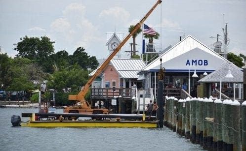 Floating dock installation begins