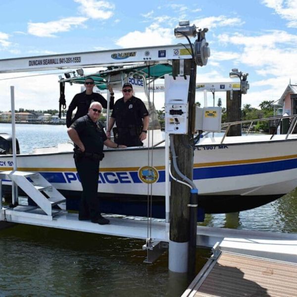 Police department boat lift now in place