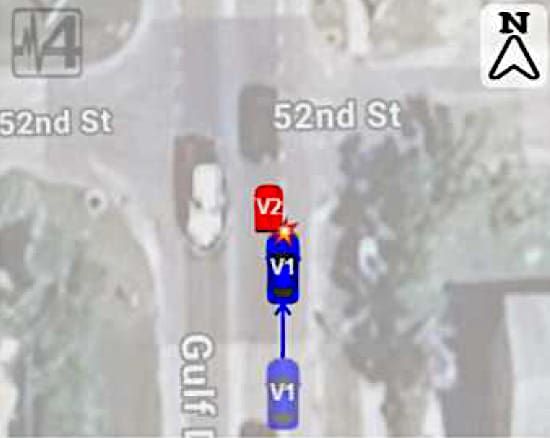 Pickup truck collides with low-speed vehicle