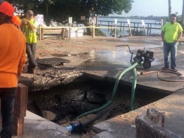 Water line broken during undergrounding work