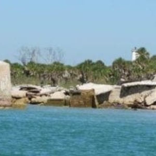 Egmont Key ruins in water