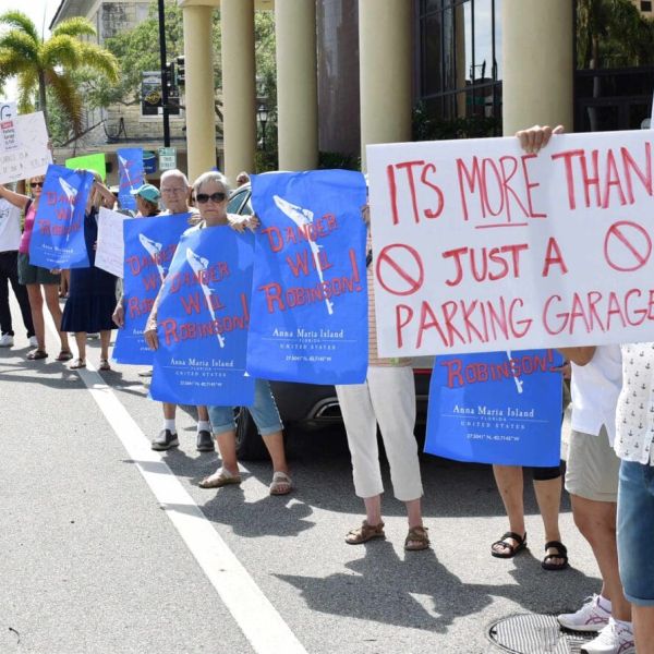 Protestors oppose beach parking garage