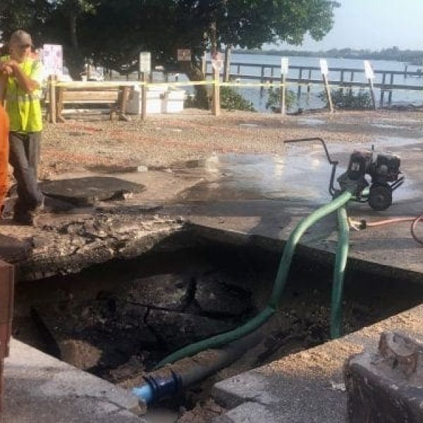 Water line broken during undergrounding work