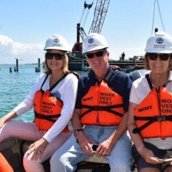 County commissioners tour pier construction site