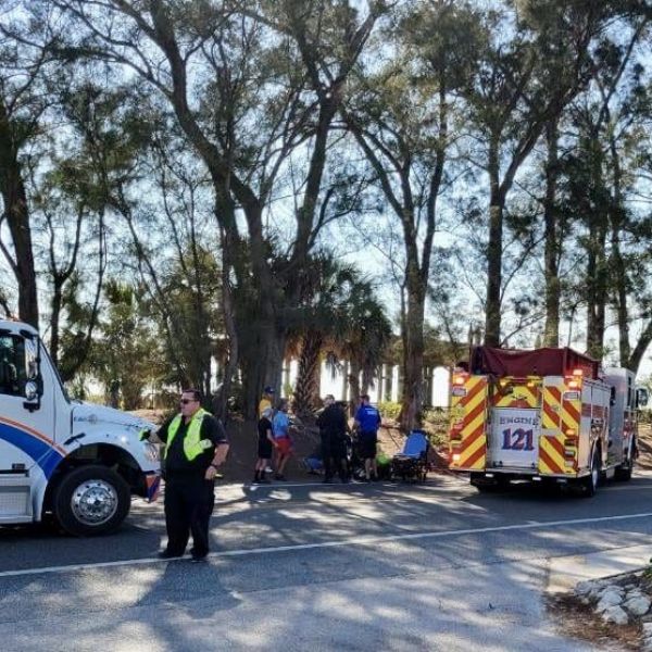 West Manatee Fire Rescue first responders tend to a 10-year-old West Virginia girl who was struck by a car in the 1300 block of Gulf Drive North in Bradenton Beach. &ndash; MARK PLATT | SUBMITTED